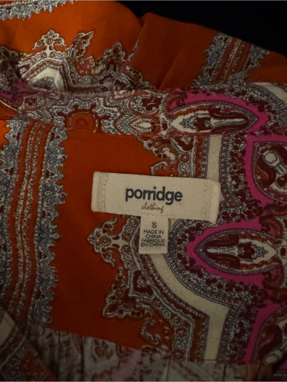 Porridge Clothing Paisley Print Dress in Rust & Pink